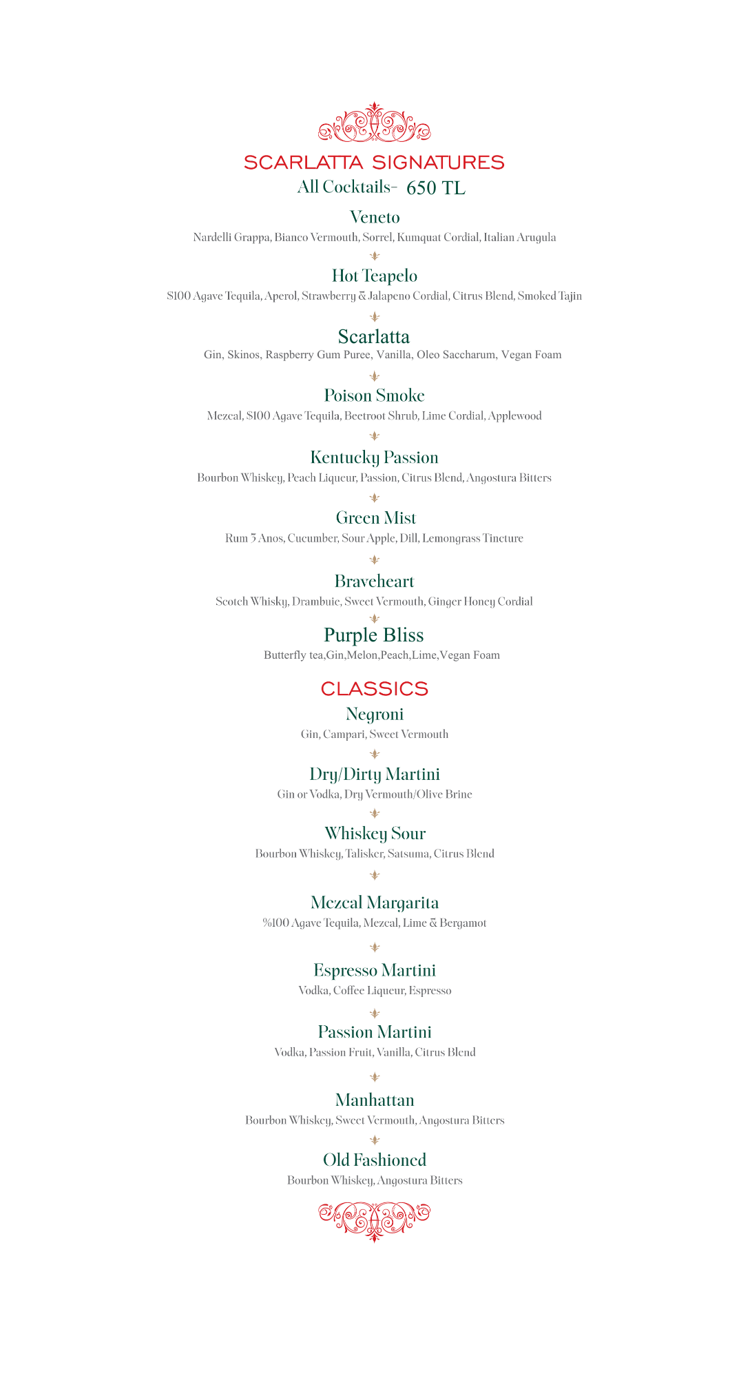 Kokteyl Menü